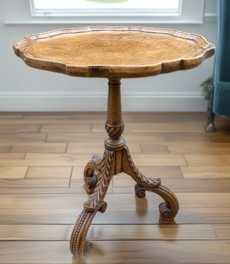 image for Victorian Carved Walnut Wine Table 