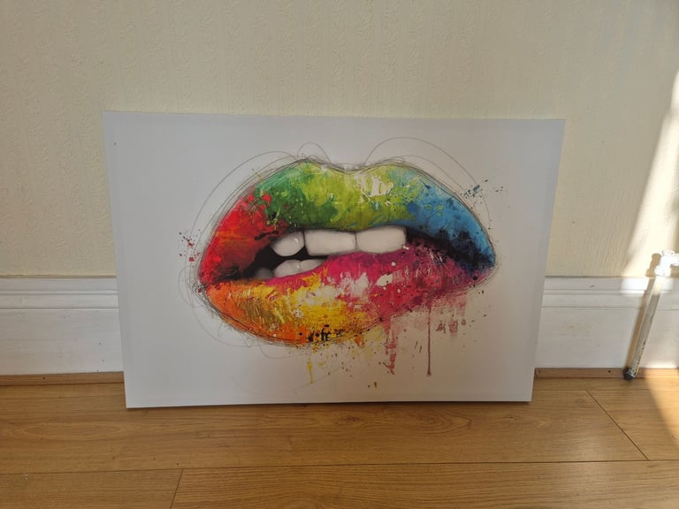 Rainbow Lips Canvas Painting