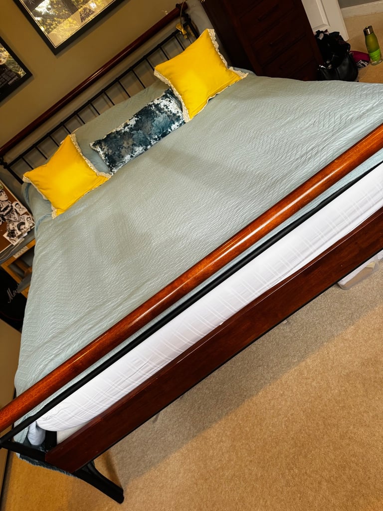 image for Used Cherry Wood and Auping Kingsize Bedframe
