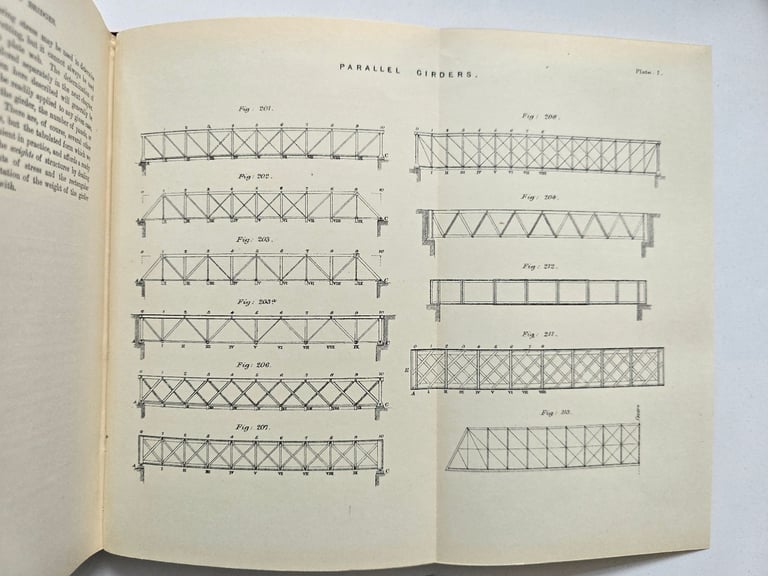 1924 Antique Practical Treatise of Bridge Construction Book w/ Illustration