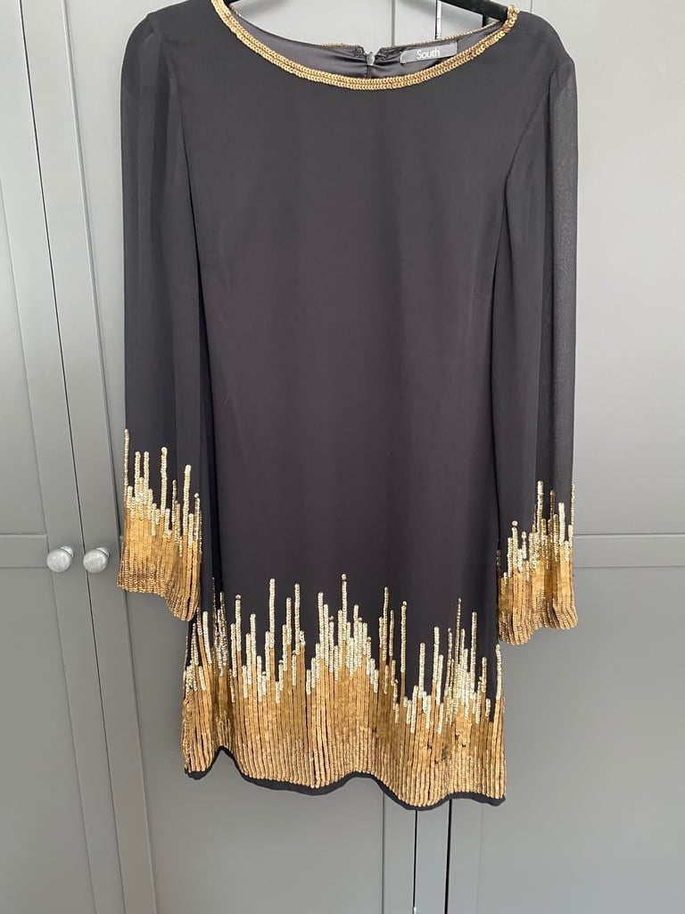 Black gold sequin south dress