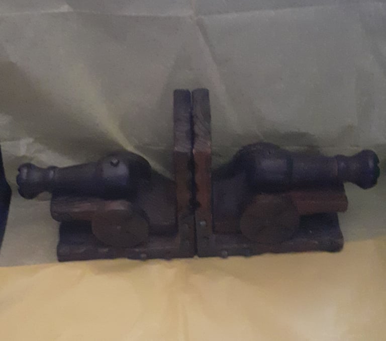 image for Wooden cannonball bookends 