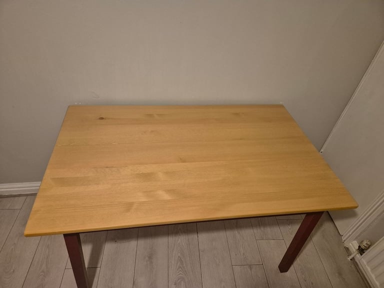 Dining table, 125x75 cm, light brown stained/red stained
