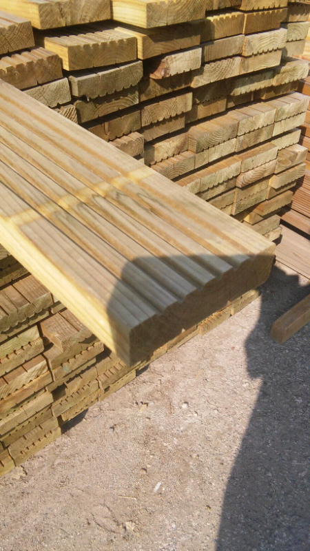 Decking 4.2m long 28mm thick 120mm wide. £10.10 Each