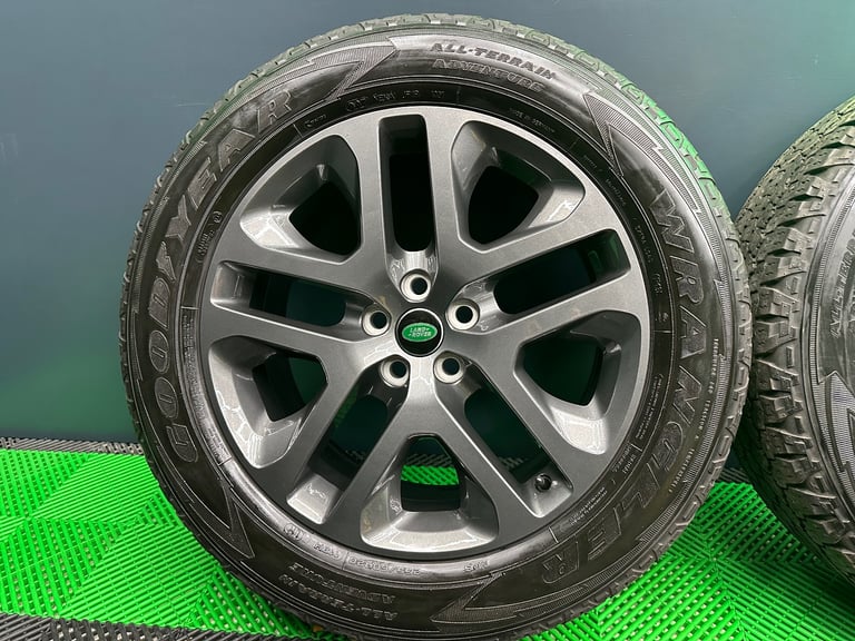 New Defender 90 / 110 L663 20” style 5095 Anthracite Grey Alloy Wheels & Goodyear Wrangler AT’s!