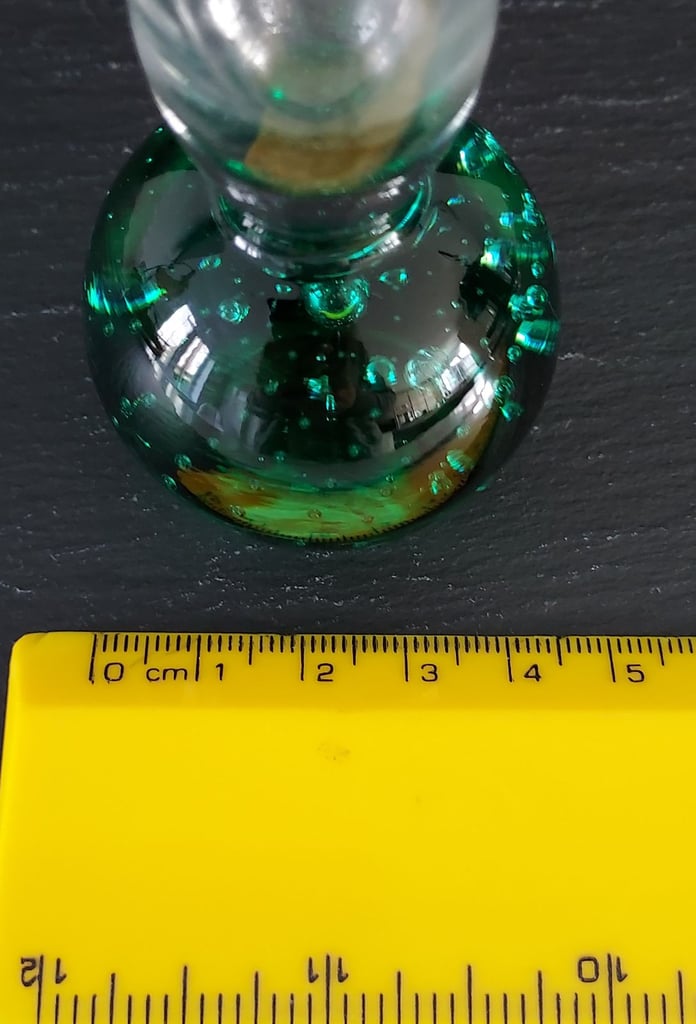 Vintage Green Bubble Glass Fluted Bud Vase 16 cm Tall