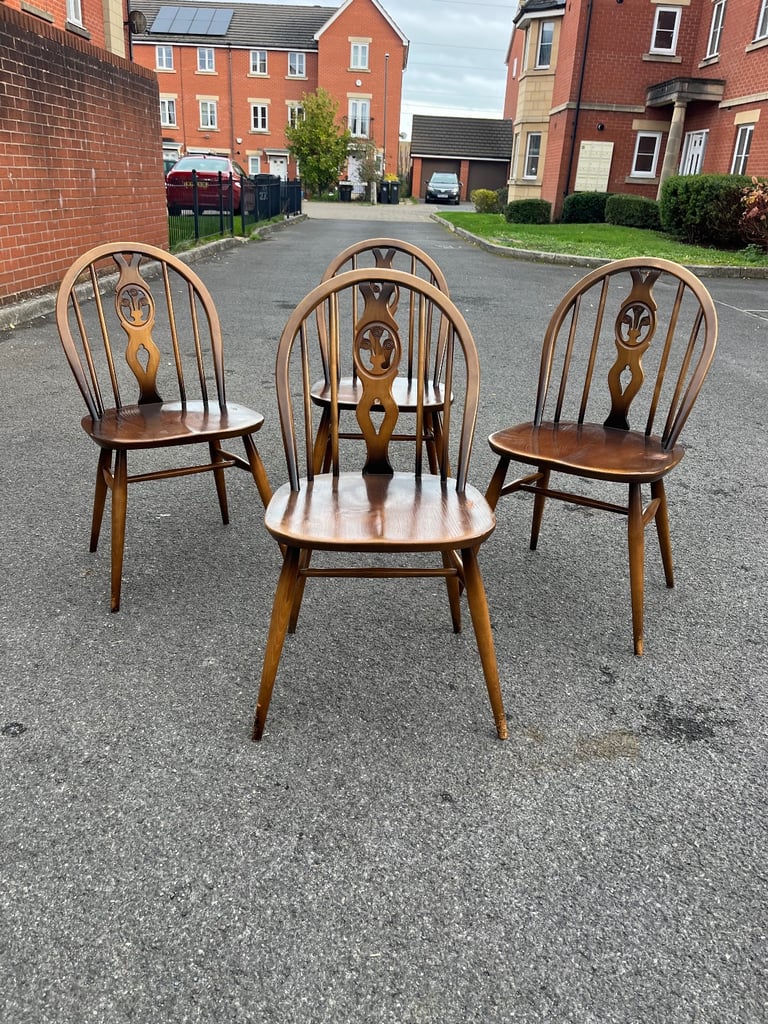 Set of four Ercol Dining chairs (delivery available)