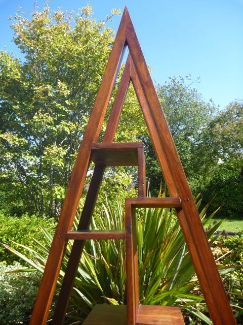 Stunning Mango Wood Triangular Display Unit