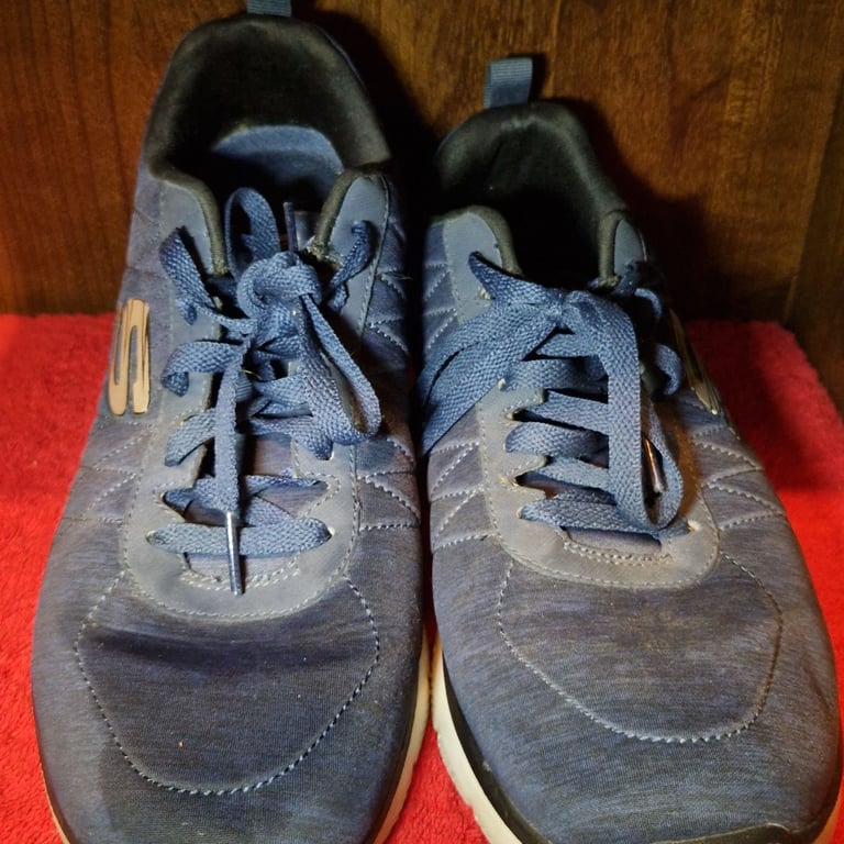 Skechers Dual-Lite Trainers – Navy Blue – Air-Cooled Memory Foam – UK 8 – Lightweight