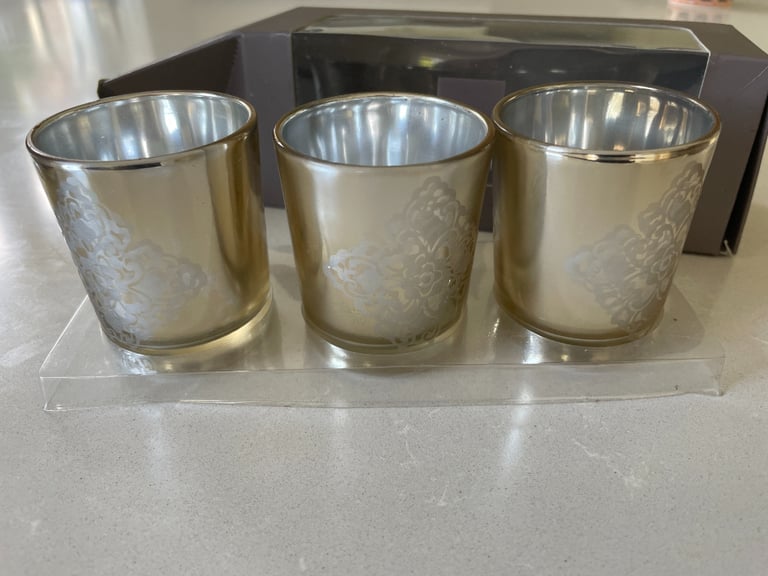 Sia Home Fashion Sia Tea Light Holders gold/ champagne Set of 3