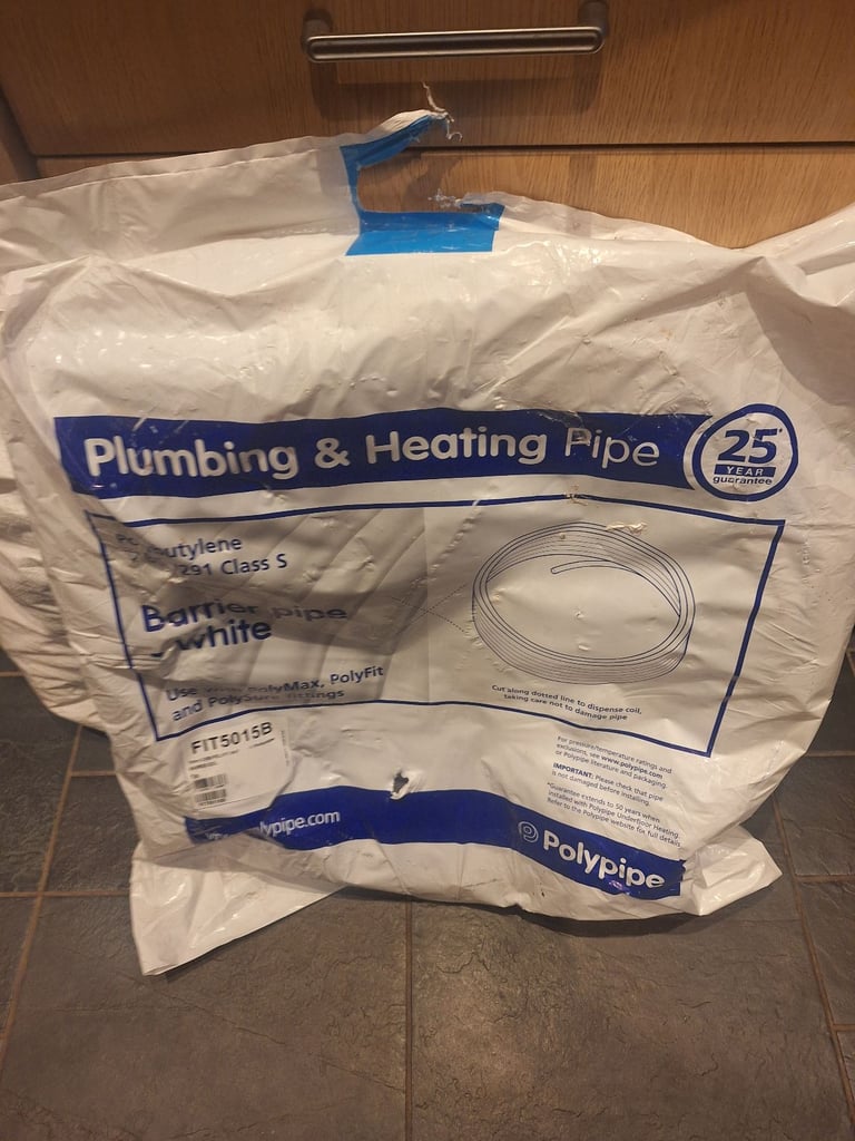 15mm x 50m Polypipe white barrier coil