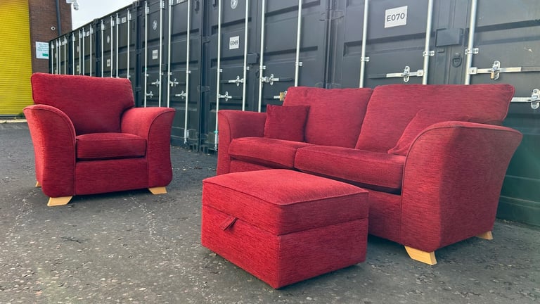DFS 3 Seater Sofa & Armchair with Ottoman Footstool 