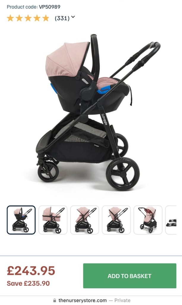 Blush pink travel system and car seat 