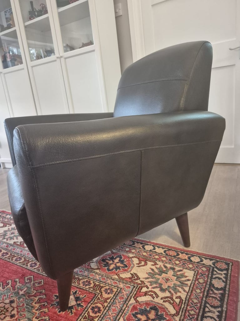 John Lewis Brown Leather Club Chair