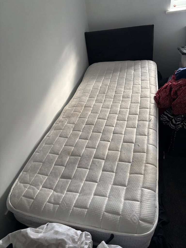 image for Single divan with headboard and mattress 