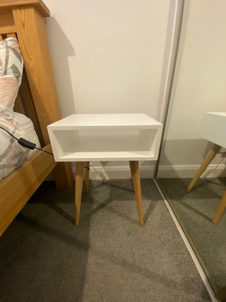 B&Q white bedside tables 