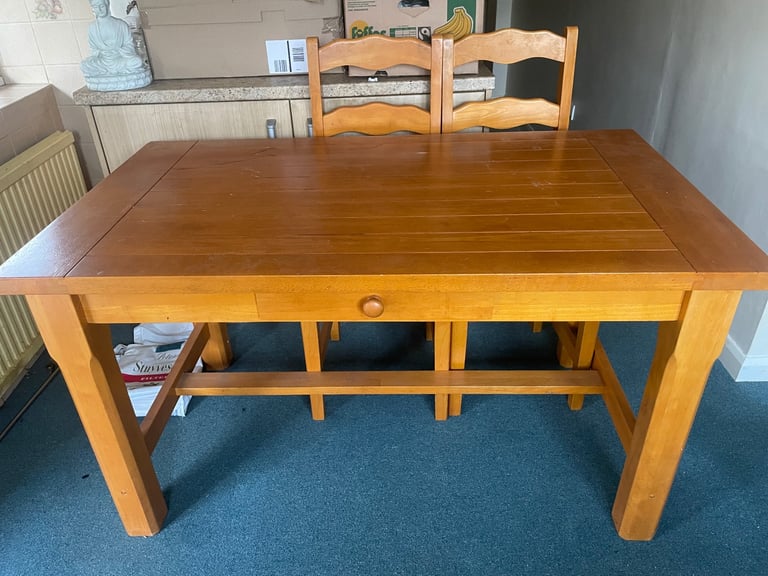 image for Oak table and 2 chairs 