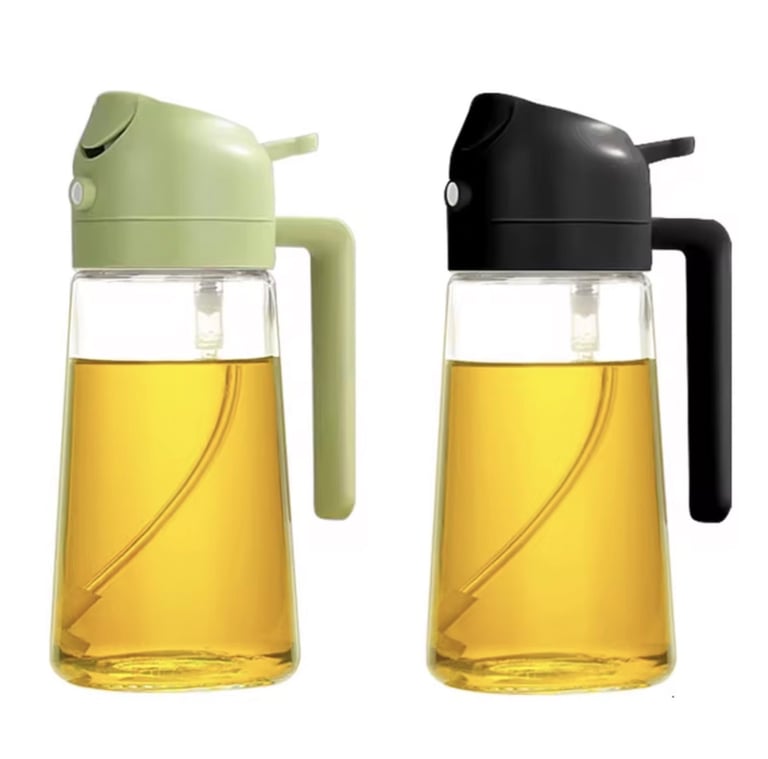 Portable 470ml Olive Oil Glass Spray Bottle 2 in 1 Oil Sprayer Dispenser Bottle for Kitchen Cooking