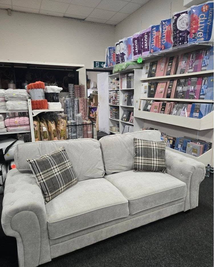 image for 3 Seater Light Grey Sofa ¬ High Back Sofa 