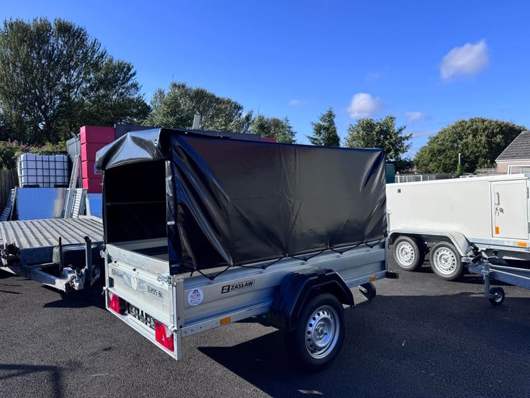Brand New Zaslaw 205SU 7ft x 4ft single axle tipping trailer with frame and cover