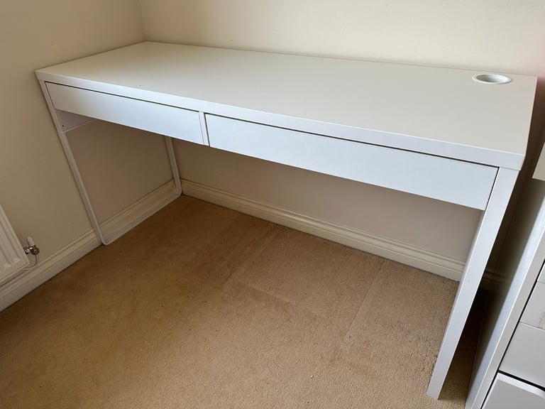 image for IKEA MICKE White office study bedroom desk/table with drawers 142x50x75