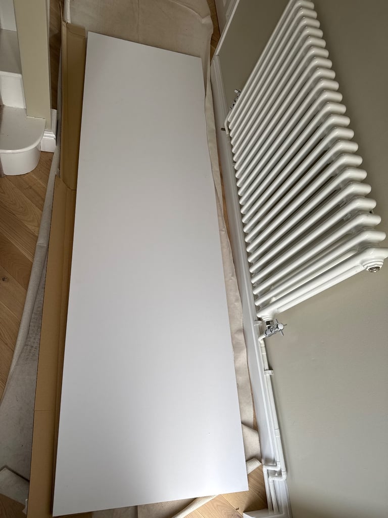 Unused white laminate worktop