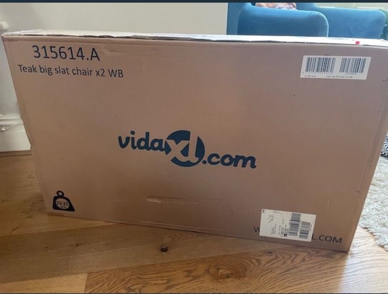 Four Brand New Solid Teak Garden Chairs – Still in Box