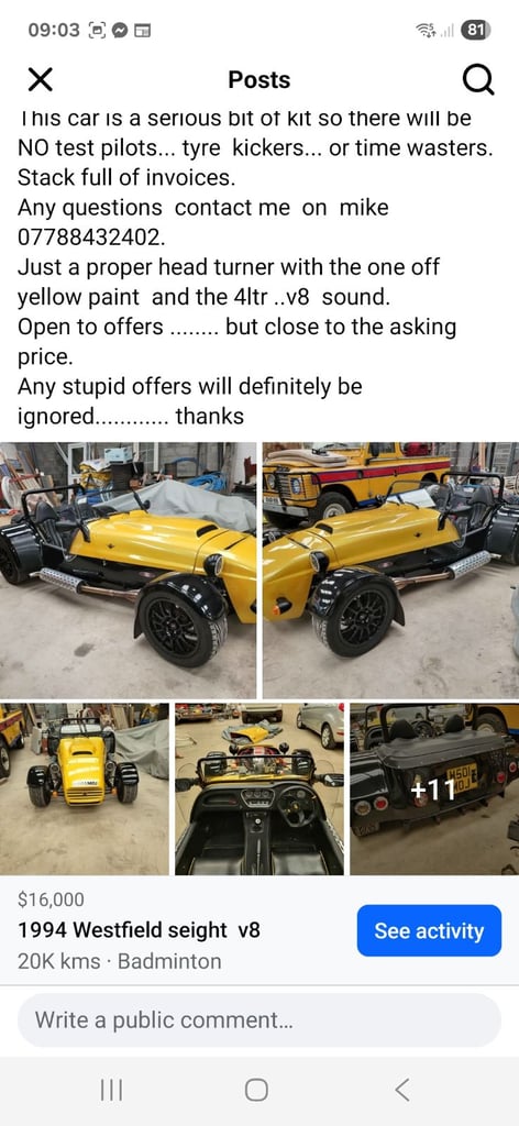 Westfield, OTHER BRITISH, 1994, 3949 (cc)