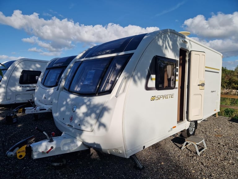 image for 2016 Sprite Alpine 4 Fixed Bed 4 Berth Single Axle Motor Movers TV Bike Rack