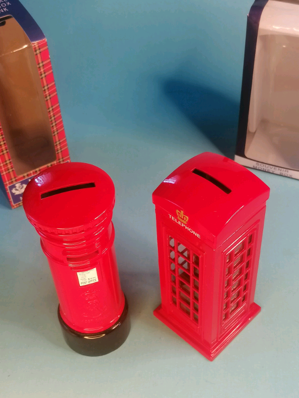 6-inch British Style Telephone Booth & Letter Box Metal Piggy Money 