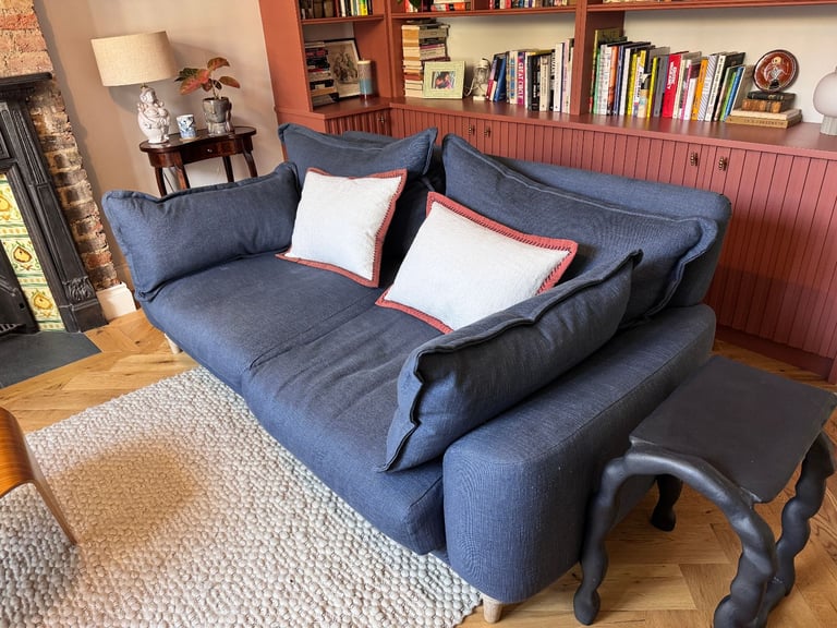 LOAF 3-seater sofa in navy blue linen