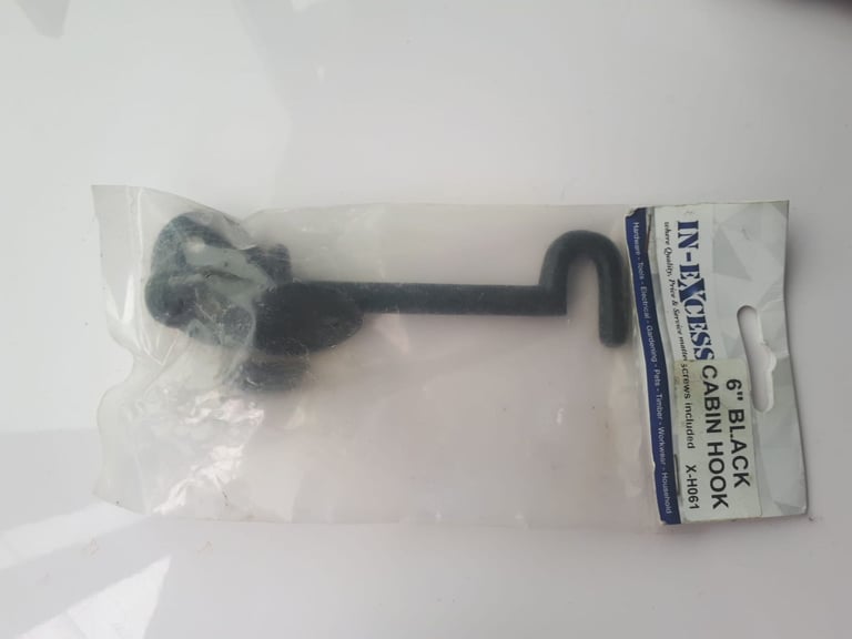6 inch black solid cabin hook garden shed home repair fixing fitting