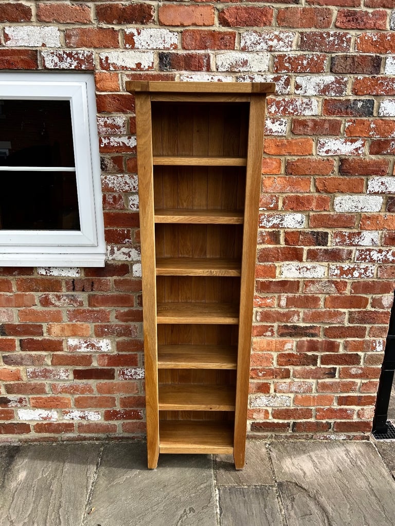 Rustic Solid Oak Tall Bookcase - Excellent Condition 