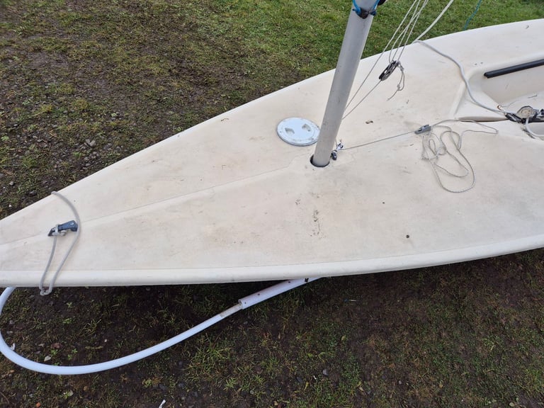 Laser sailing dinghy with launching trolley