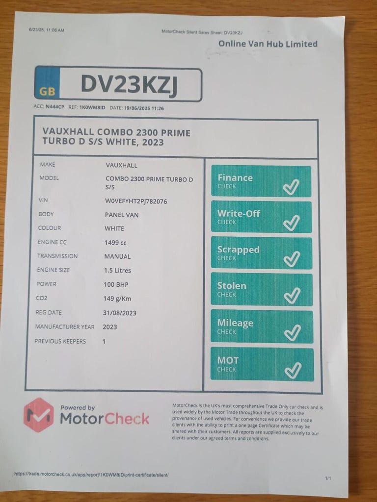 2023 Vauxhall Combo 2300 Prime 1.5 Turbo D S/S Panel Van Diesel Manual