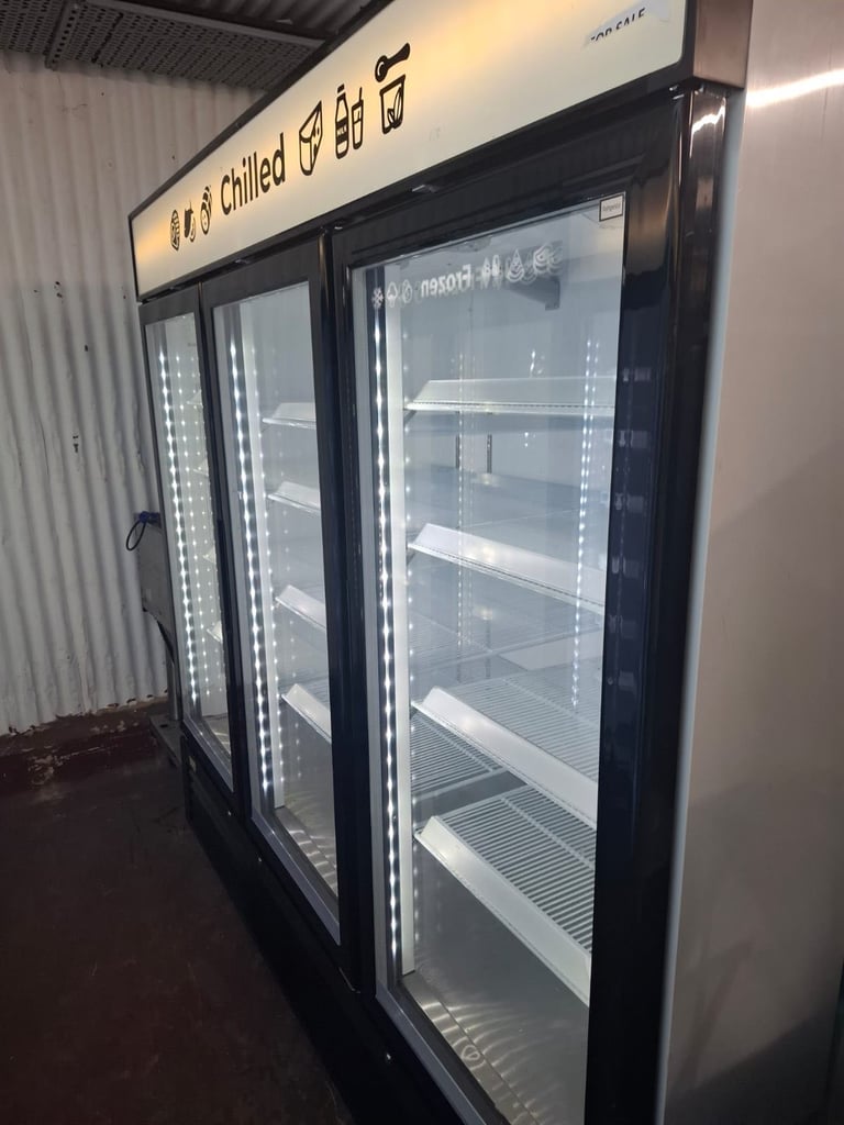 Commercial upright display glass fridge or freezer cafe shop restaurant supermarket 
