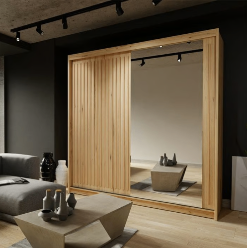 Brand New - Royal Mirror Sliding Door Wardrobe - Oak - SAME/NEXT DAY DELIVERY
