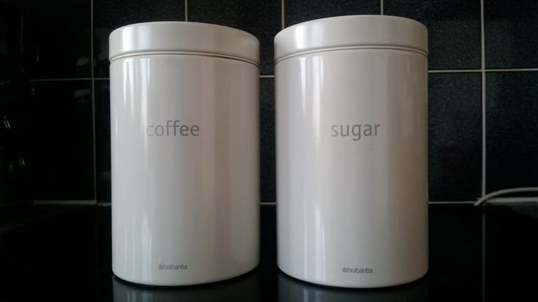 image for Brabantia White Coffee and Sugar Canisters