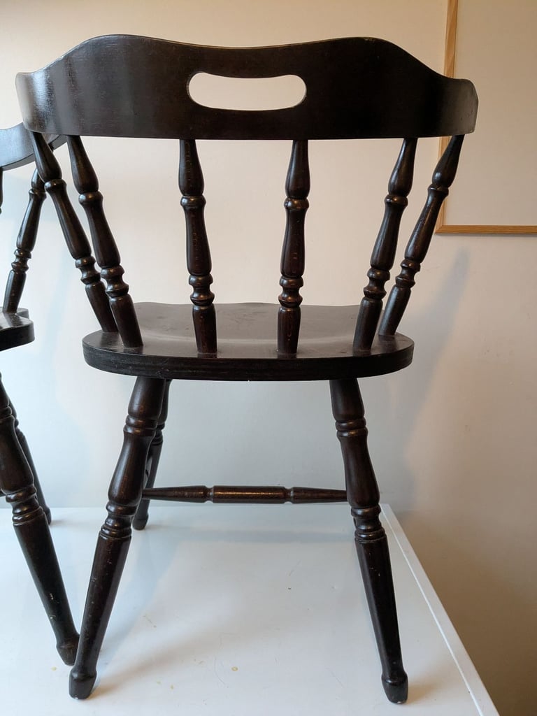 Two Wooden Windsor Style Dining Chairs 