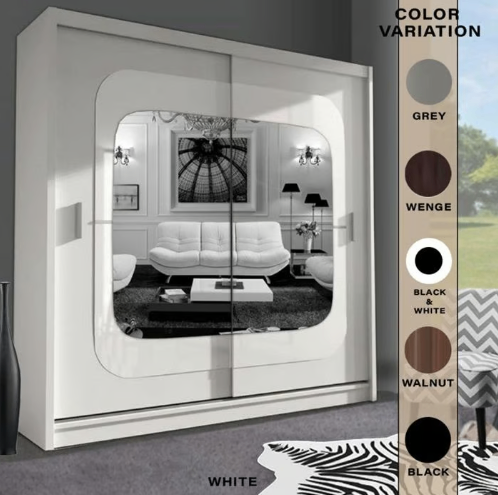 Brand New - Chelsea Mirror Sliding Door Wardrobe - White- SAME/NEXT DAY DELIVERY