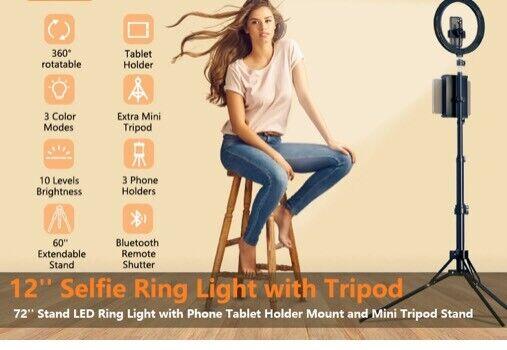 image for Selfie Ring Light with 60&quot; Tripod Stand 