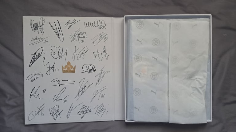 Manchester city rare treble winners boxed shirt