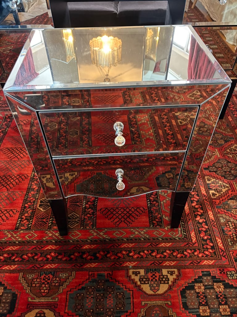 Next mirrored glass bedside chest of drawers table Bedroom furniture 