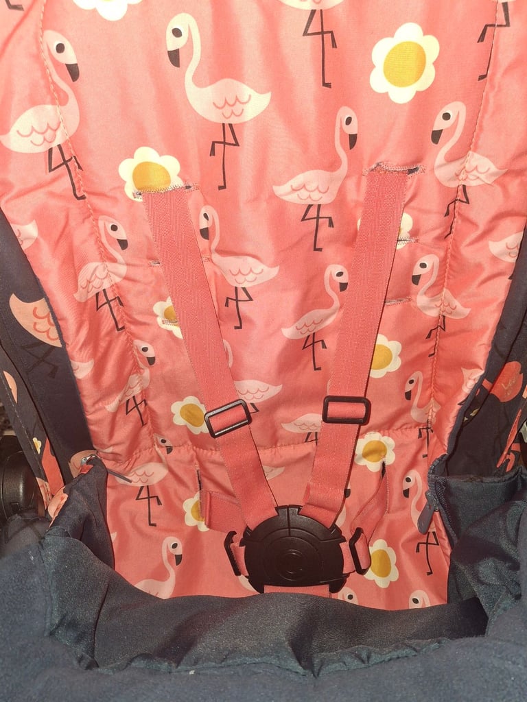 Cosatto supa 3 flamingo buggy with changin bag and footmuff