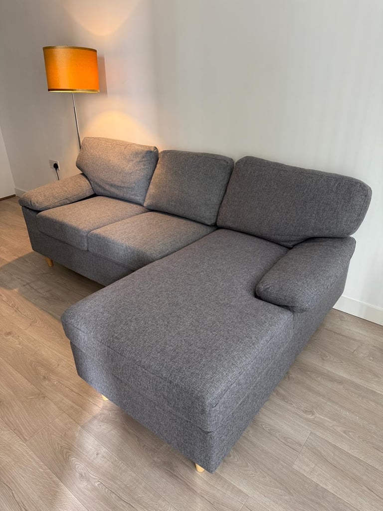 image for Sofa chaise longue grey 3-seater