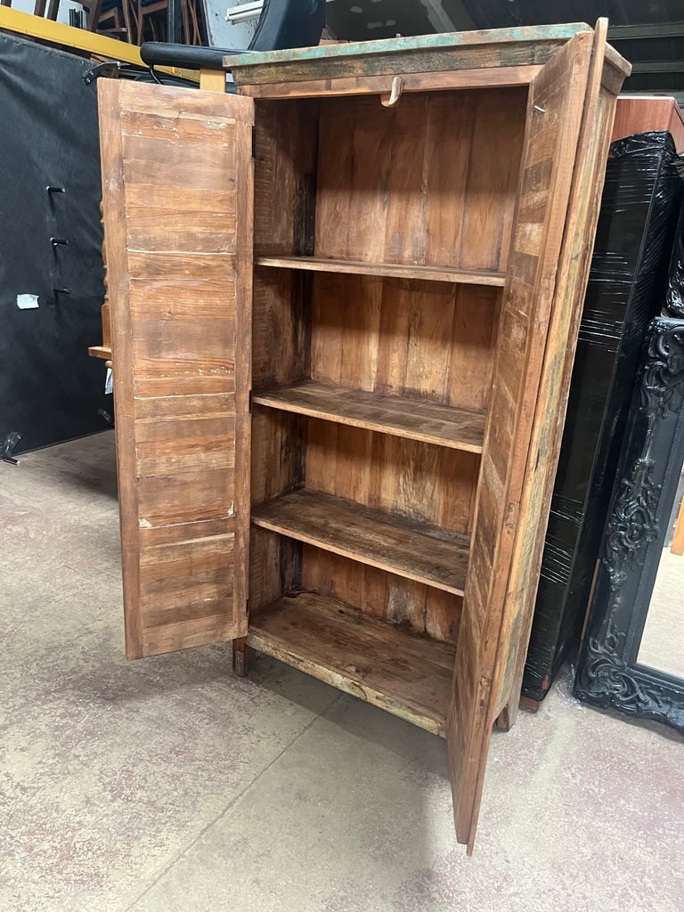RECLAIMED INDIAN BOAT WOOD STORAGE CUPBOARD GREAT CONDITION ,FREE LOCAL DELIVERY
