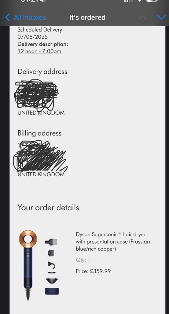 Dyson supersonic hairdryer with box and all accessories brand new used twice it just isn’t for me