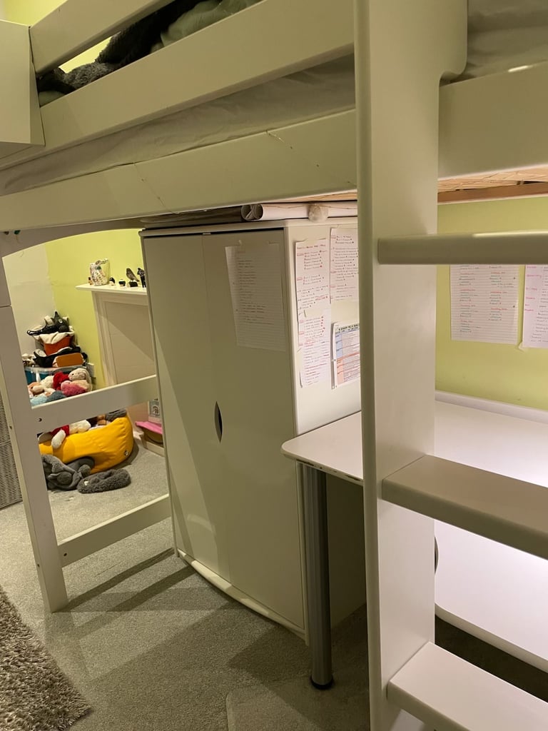 Loft bed with wardrobe and desk