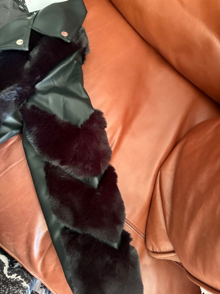 Brand new women’s biker style jacket with premium faux fur 