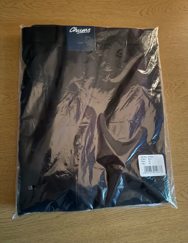 Chums Men's Smart Trousers, Comfortable Fit 3 Pocket Design Formal Trousers (Black - 40/29)